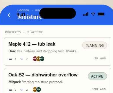 Maintenance portal — live project thread