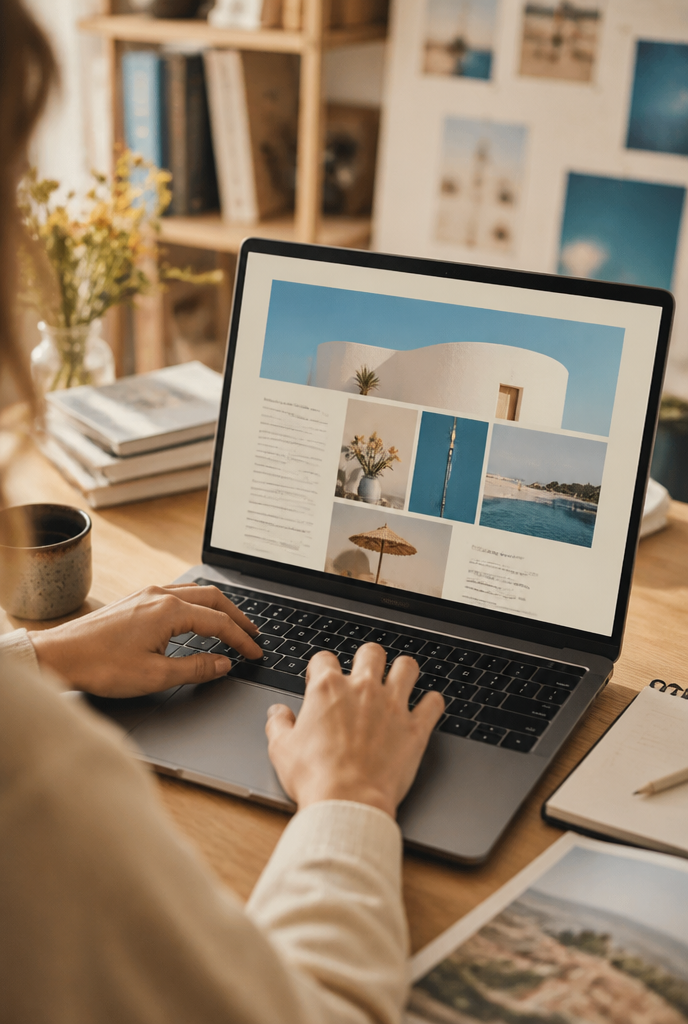 Website design on a screen