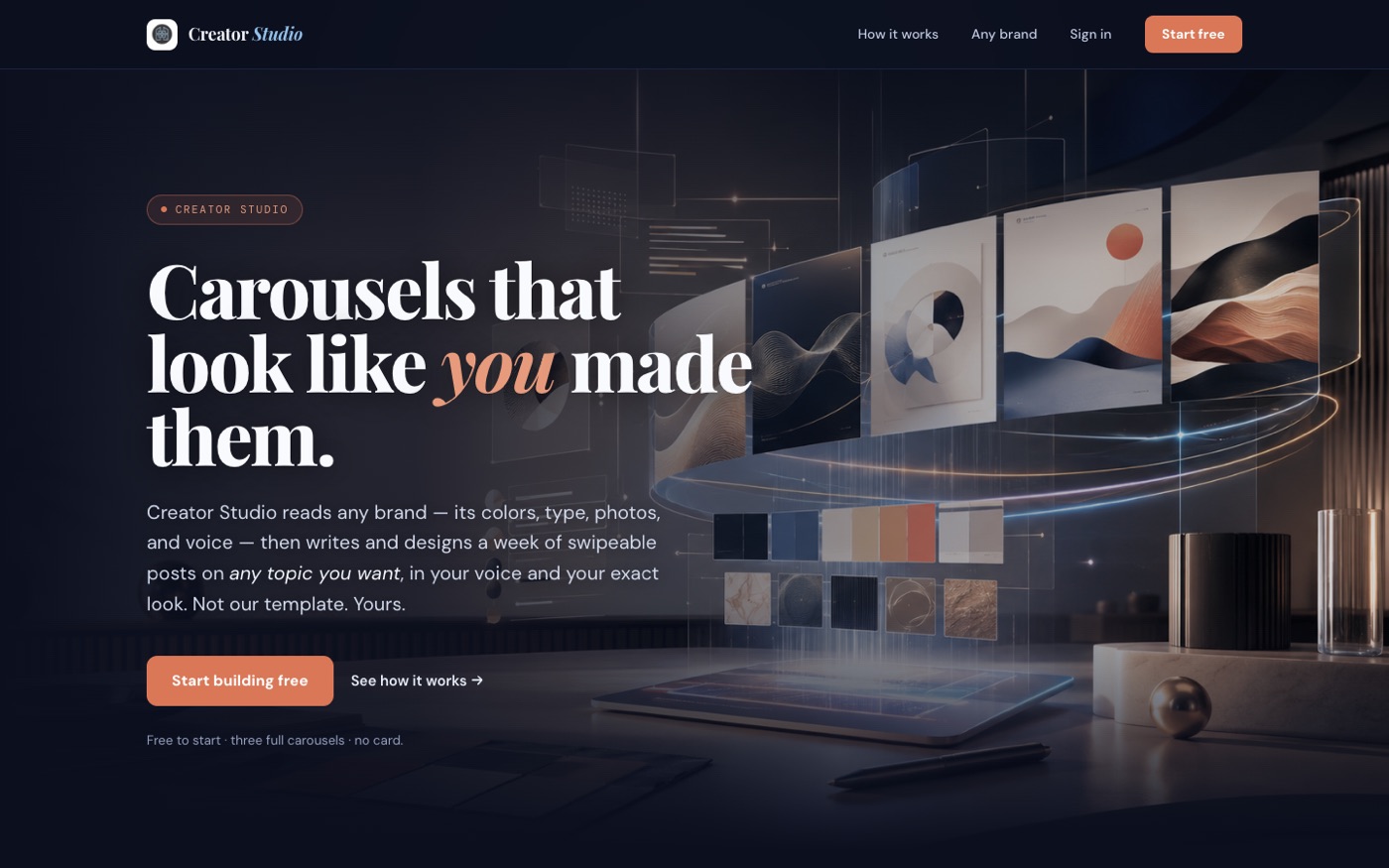 Creator Studio — live screenshot