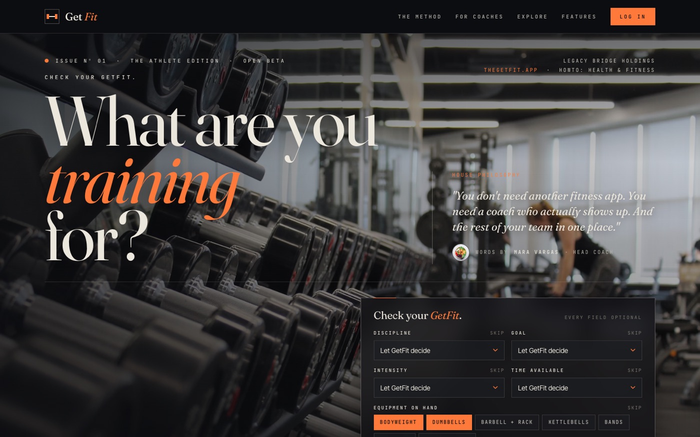GetFit — live screenshot