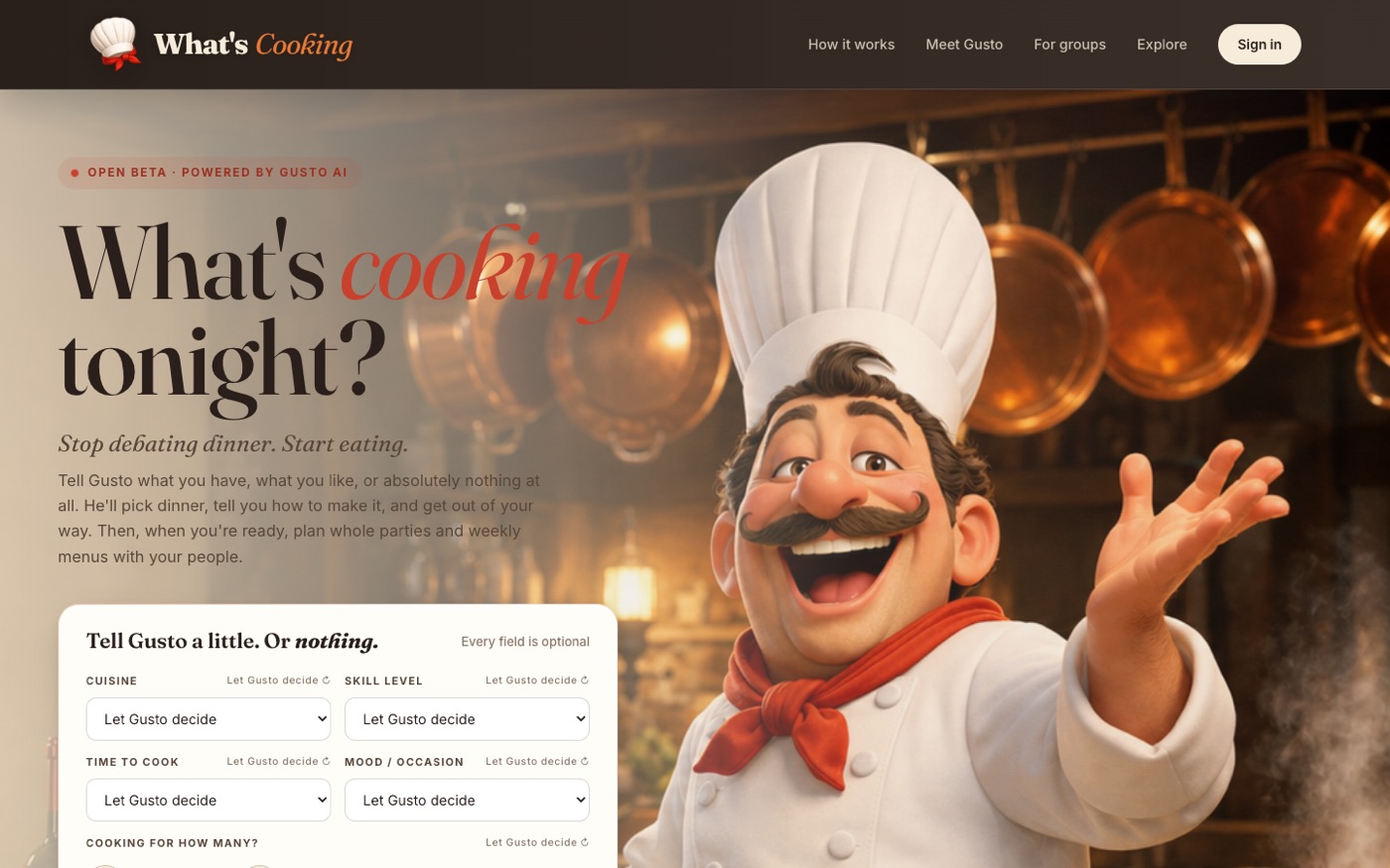 What's Cooking — live screenshot